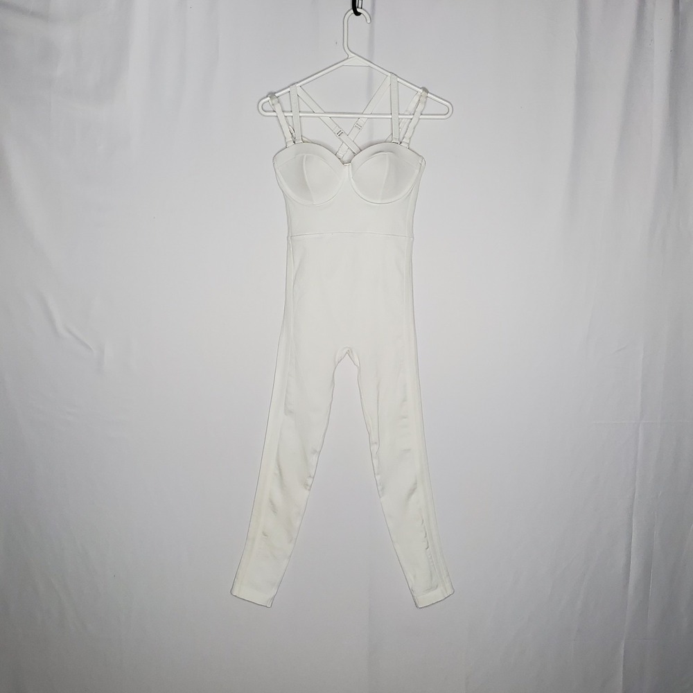 Adidas X Ivy Park Jumpsuit One Piece White Athleisure Activewear Catsuit Padded